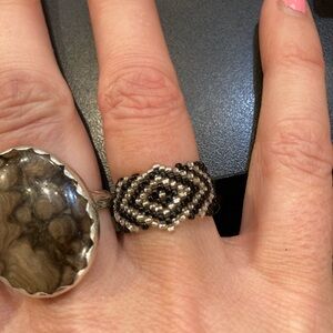 Gorgeous hand beaded ring from bali size 6